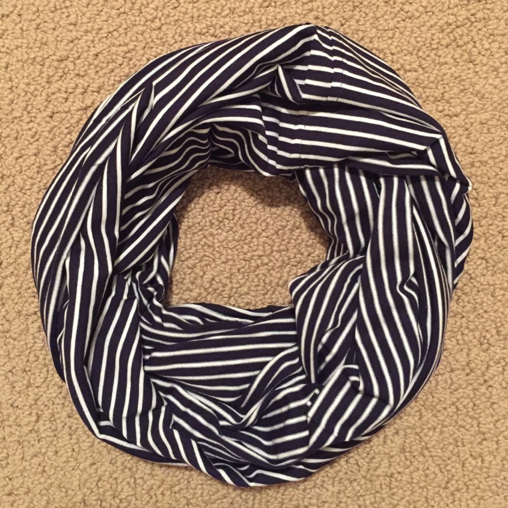 J.Crew Navy and White Infinity Scarf